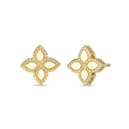 LBT-AR777EA0640 10MM四叶草素金扭绳纹飞标耳钉