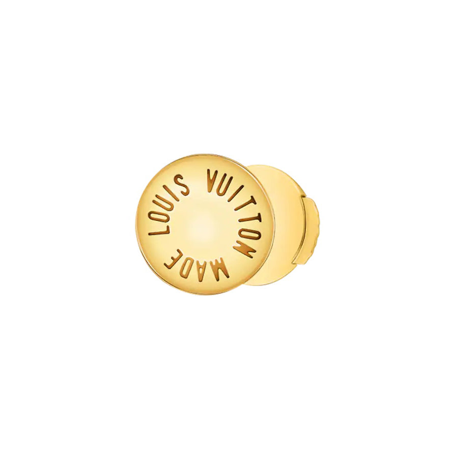 LV-Q06186 8.7mm round cake letter plain gold stud earrings