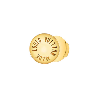 LV-Q06186 8.7mm round cake letter plain gold stud earrings