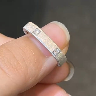BQLT-RIN62159 4MM square six diamond brushed bar ring flat straight ring bar ring