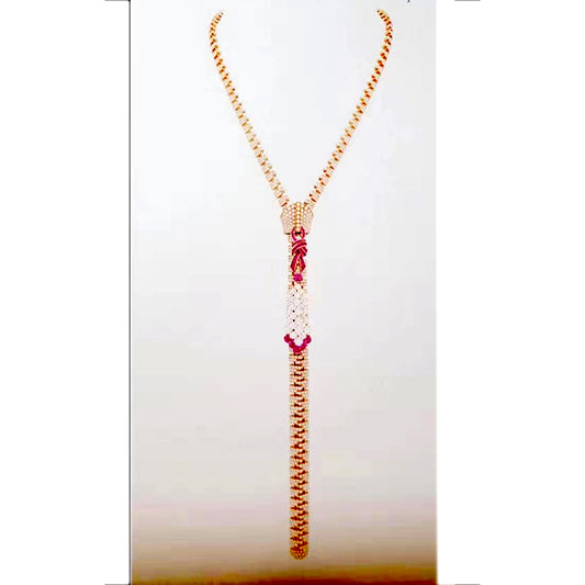 VCA2052322 T square bow large zipper necklace