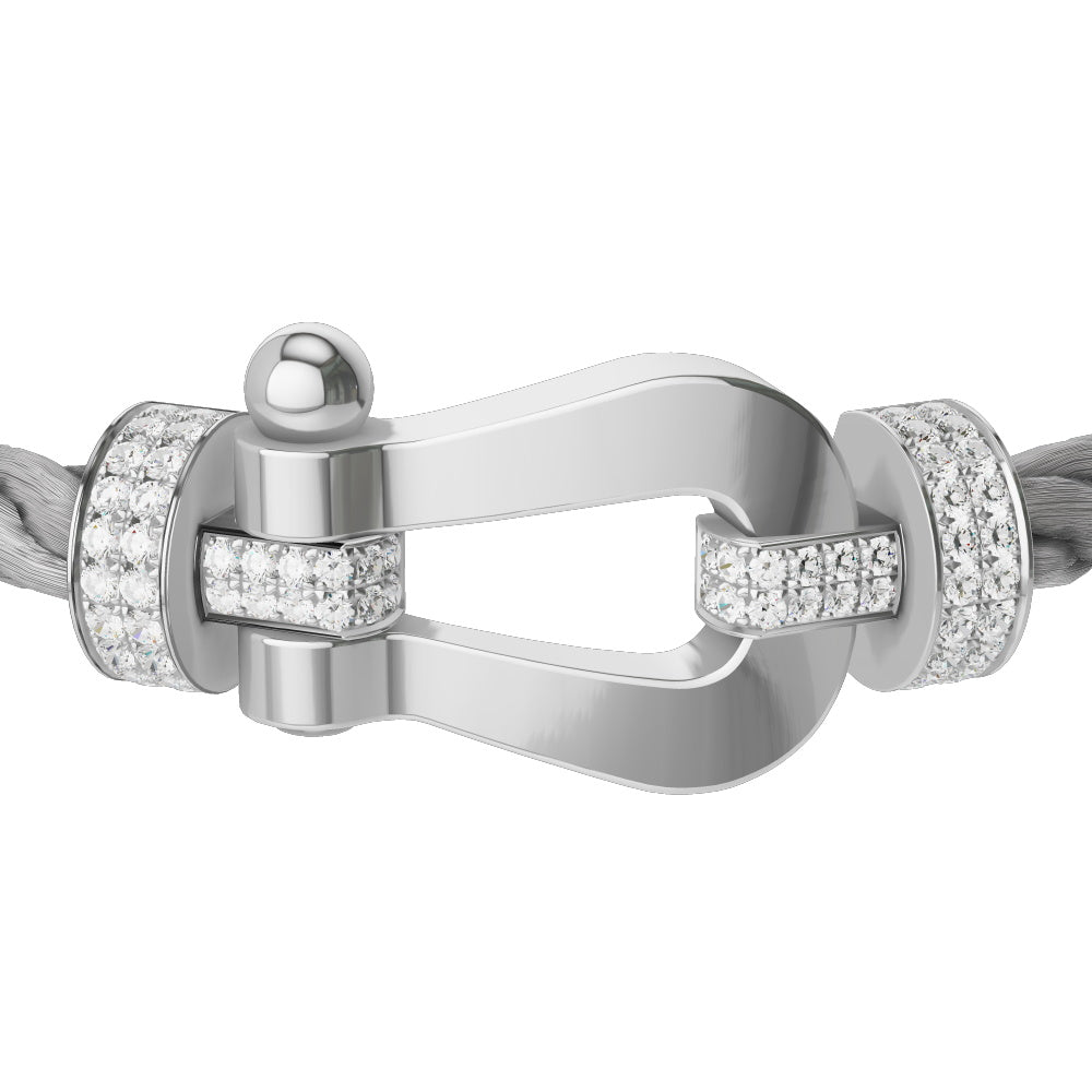 FLD-0J0011-6B1121 Extra large twisted horseshoe half diamond bracelet