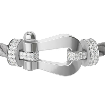FLD-0J0011-6B1121 Extra large twisted horseshoe half diamond bracelet