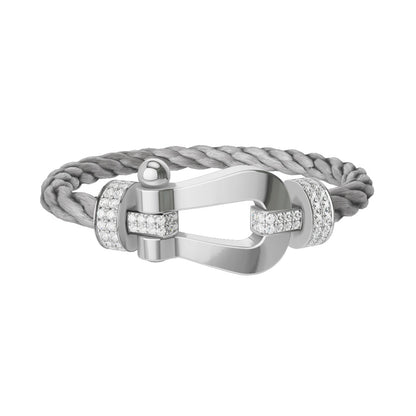 FLD-0J0011-6B1121 Extra large twisted horseshoe half diamond bracelet