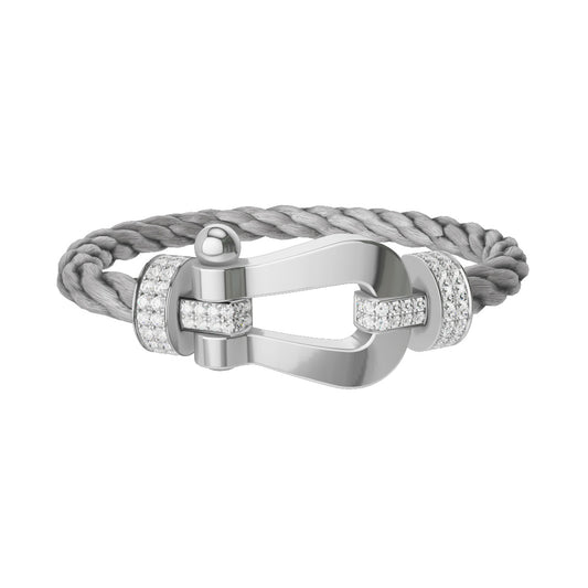 FLD-0J0011-6B1121 Extra large twisted horseshoe half diamond bracelet