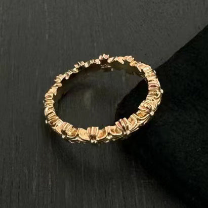 KLX-CH60542 plain small mixed body straight narrow cross ring
