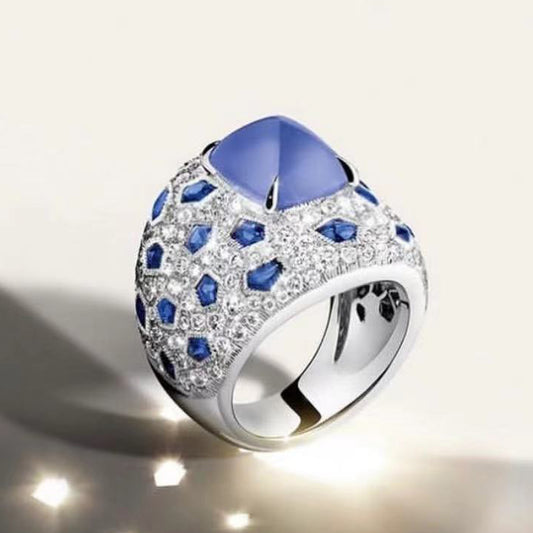 KDY-CR404759 pillow-shaped tapered agate wave surface wide arm dense diamond ring