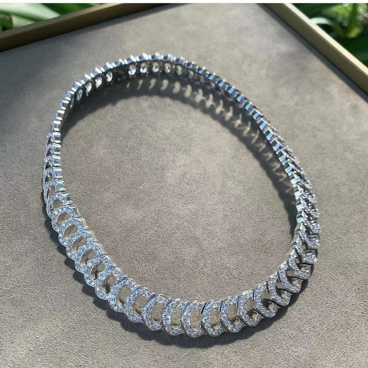 KDY-773665 Full Diamond C Heart Shape Necklace
