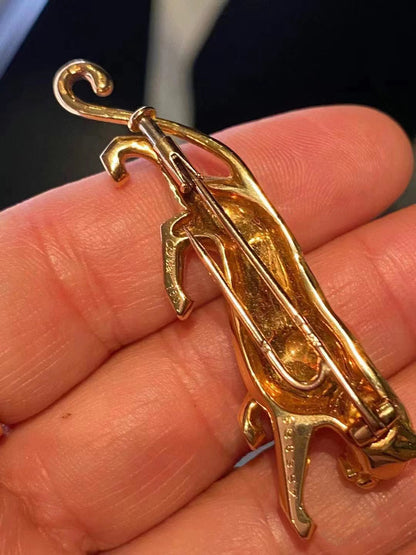 KDY-780809 sideways plain gold leopard brooch