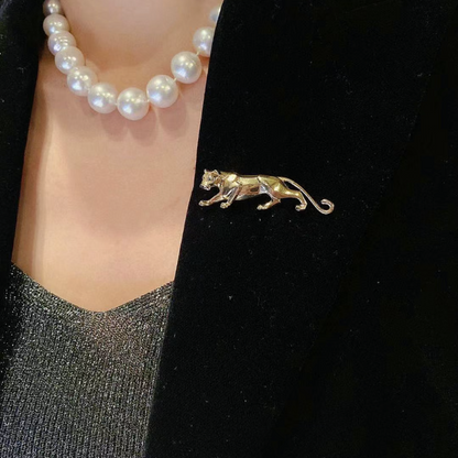 KDY-780809 sideways plain gold leopard brooch