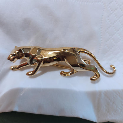 KDY-780809 sideways plain gold leopard brooch