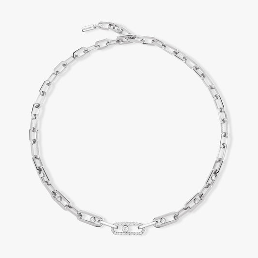 MSK-12853 Smart Bucket Round Diamond Segment Necklace