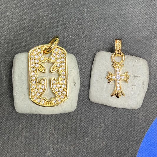 AMS-H675092 guest version hollow cross plate &amp; small cross pendant