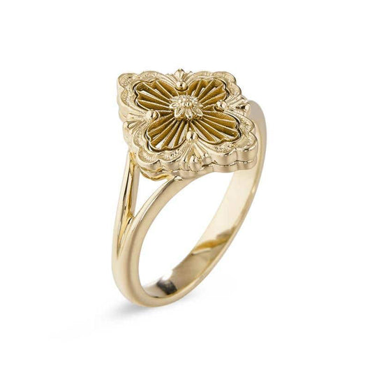 BQLT-JAURIN017985 agate version light gold European rhombus four-leaf clover wishbone ring