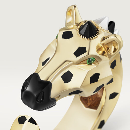 KDY-H4393200 Giraffe Agate Enamel Open Ring