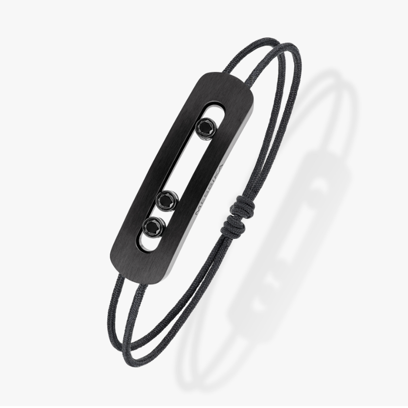 MSK-12534 electric black gold three diamond smart black rope bracelet