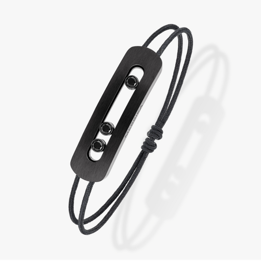 MSK-12534 electric black gold three diamond smart black rope bracelet