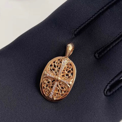 KLX-CH15162 egg-shaped cross thatch men's pendant