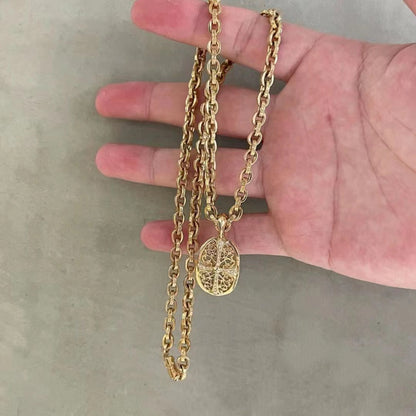 KLX-CH15162 egg-shaped cross thatch men's pendant