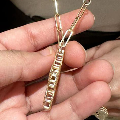 LBT-ADR777CL3316 34MM大版镂空密钻飞标形四叶草花项链