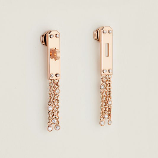 AMS-H222513B twist belt buckle head tassel small long earrings