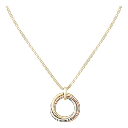 KDY-N7424444 26.9mm two rows of diamonds, three rings and three colors pendant