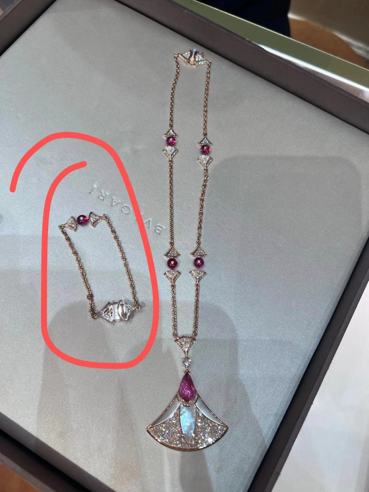 BGL-360701 pink gemstone tourmaline fan-shaped bracelet