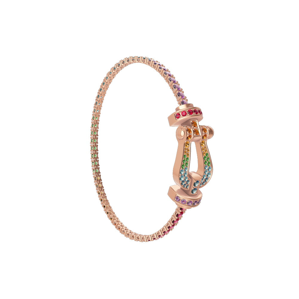 FLD-0B0169-6J0211 Large Colorful Diamond Horseshoe Bracelet