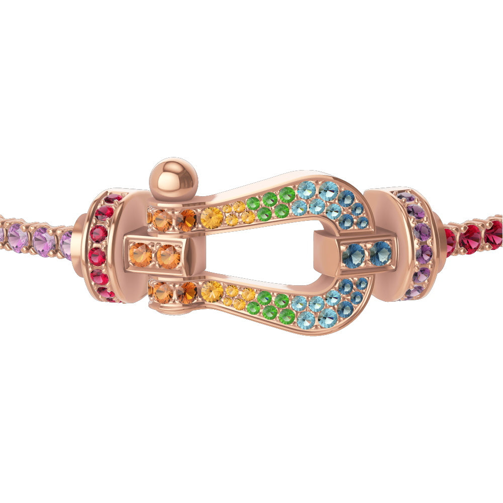 FLD-0B0169-6J0211 Large Colorful Diamond Horseshoe Bracelet