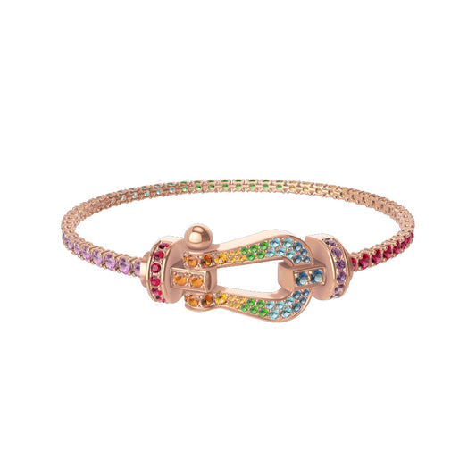 FLD-0B0169-6J0211 Large Colorful Diamond Horseshoe Bracelet