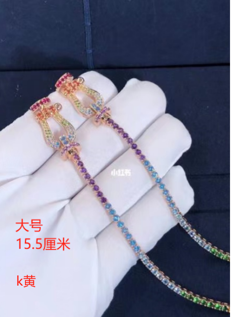 FLD-0B0169-6J0211 Large Colorful Diamond Horseshoe Bracelet