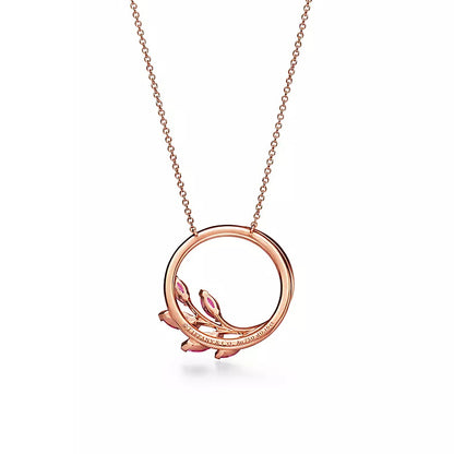 TIF-70532379 Diamond Vine Circle Tie Chain Pendant Necklace