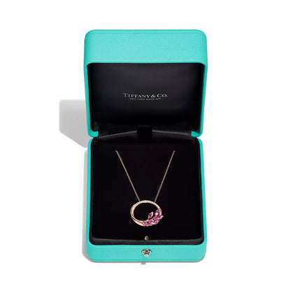 TIF-70532379 Diamond Vine Circle Tie Chain Pendant Necklace