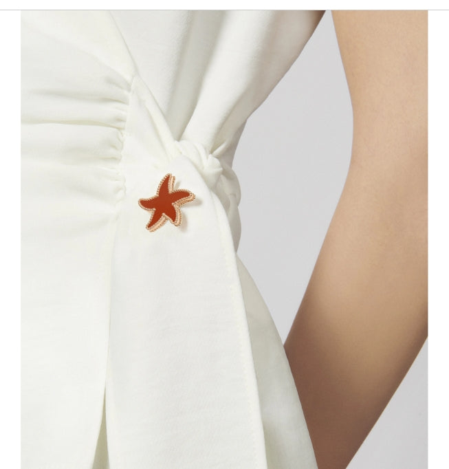 VCARP9SW00 pearl starfish agate brooch