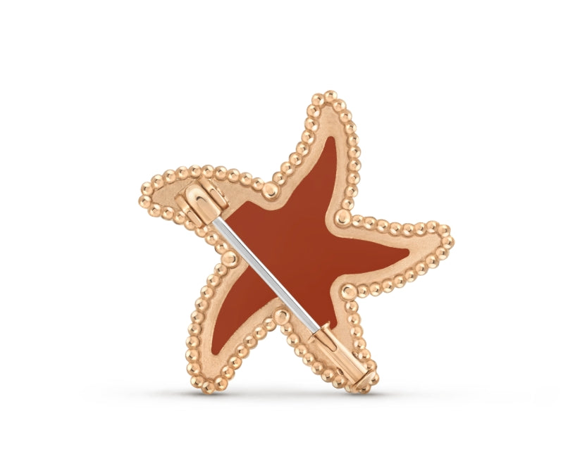 VCARP9SW00 pearl starfish agate brooch