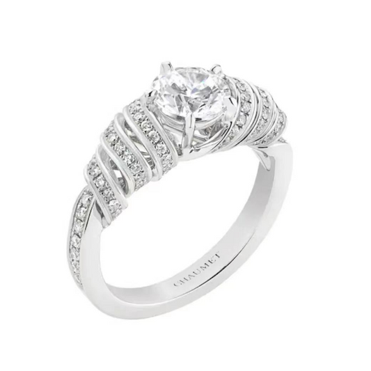 SM-05998 Five-prong round diamond spiral ribbon twisted arm diamond ring
