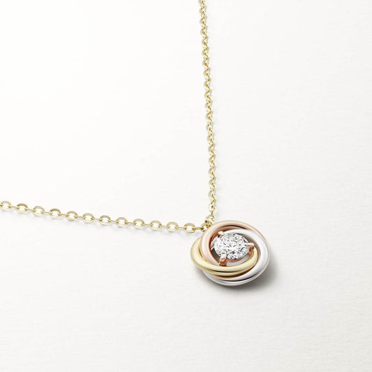KDY-B7224812 Pear-shaped three-claw three-ring round diamond pendant