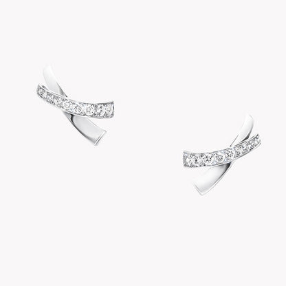 GLF-RGE1519 Cross X-Shaped Half-Diamond Stud Earrings