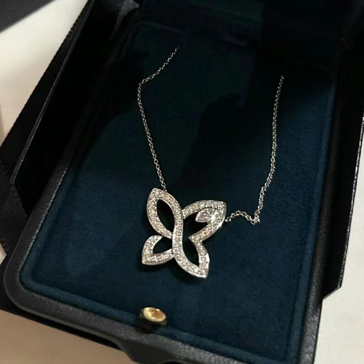 HW-PEDPMQRFILC bezel-set marquise diamond butterfly bolt chain pendant necklace