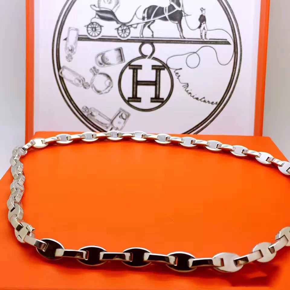 AMS-H44833光金蛋形H链项链