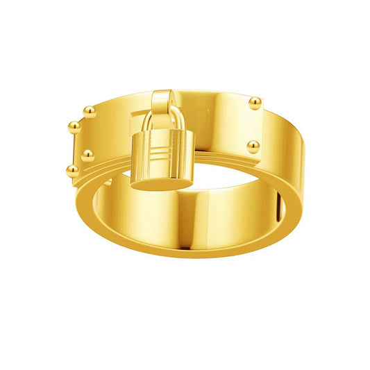 AiHshi-H331091 light gold lock wide arm ring 14#