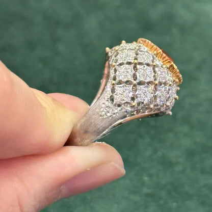 BQLT-RIN474882 lace bezel inlaid egg-shaped stone colored gemstone hollow large round arm ring