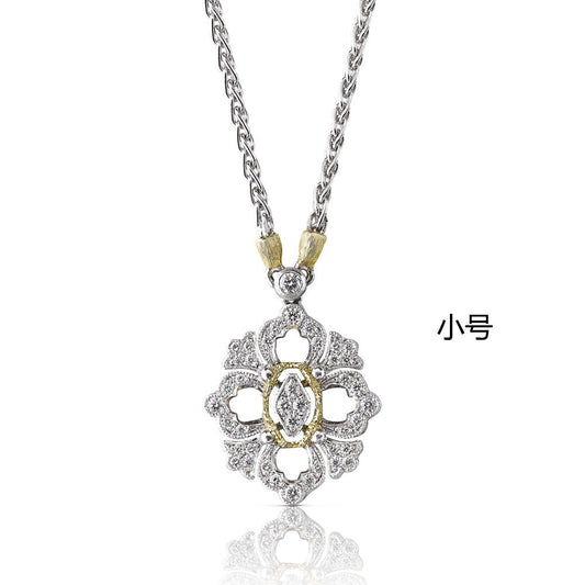 BQLT-JAUPEN013135小号菱形蕾丝花栓链吊坠项链