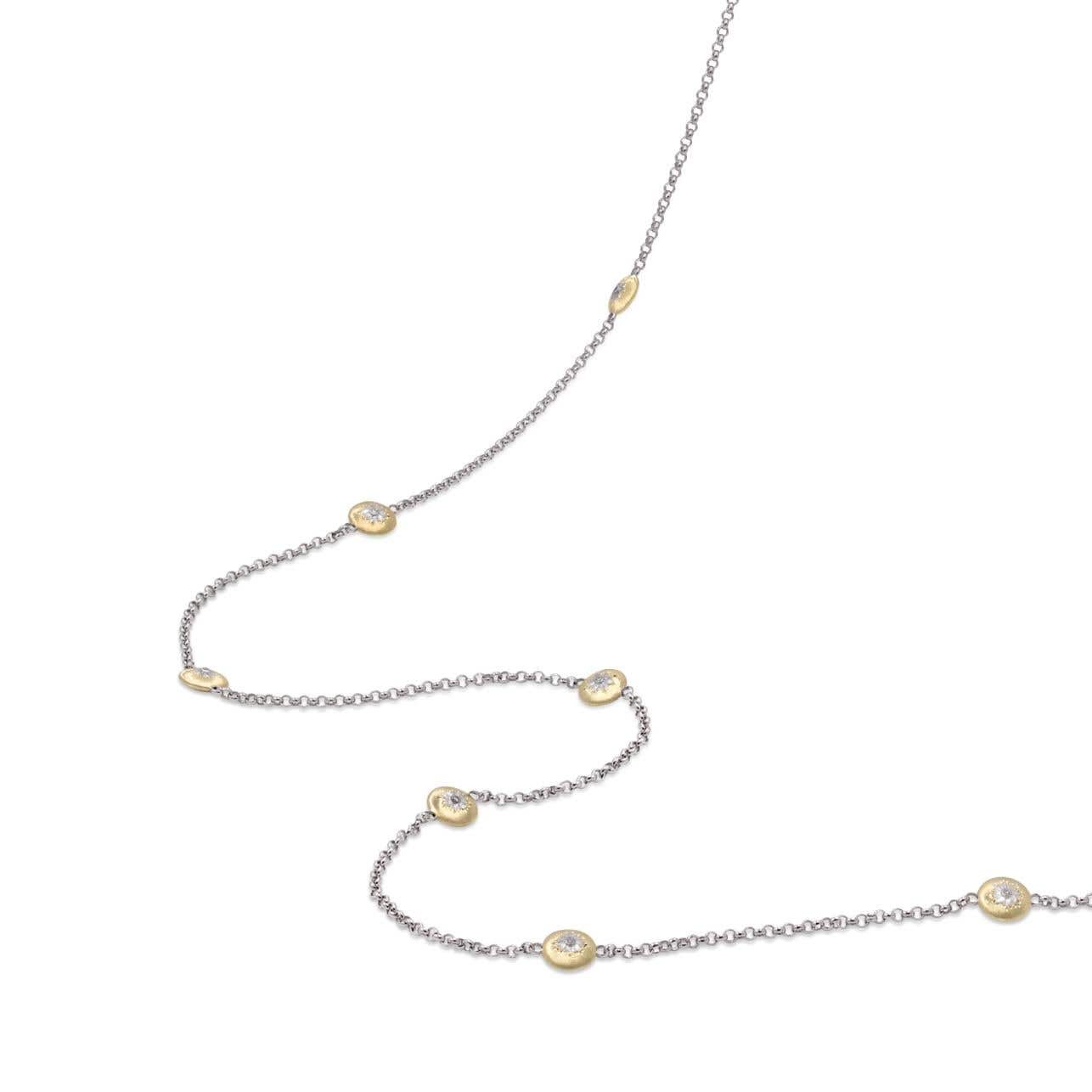 BQLT-JAUNEC013685 round body light gold surface flower necklace
