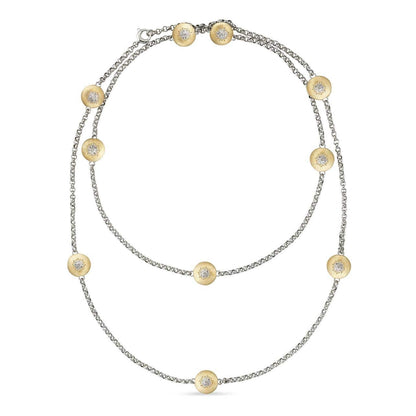 BQLT-JAUNEC013685 round body light gold surface flower necklace