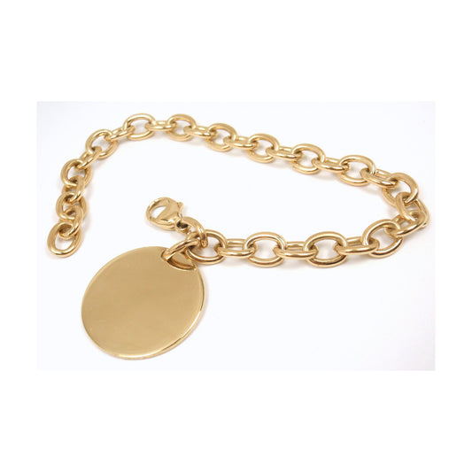 TIF-118566 light gold egg-shaped circle disc bracelet