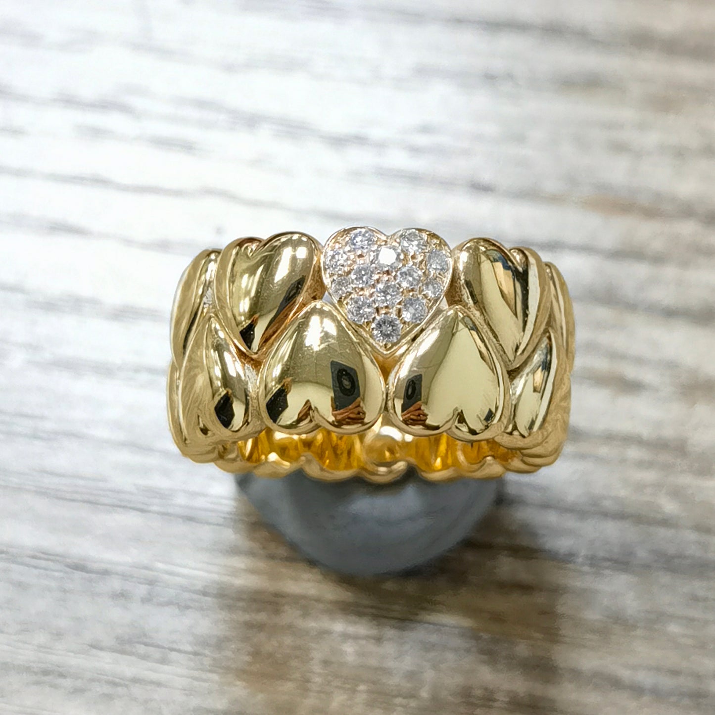 KDY-CRT39125 10.9mm客版混身心形波面拼接光金戒指15#