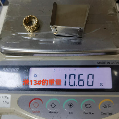 KDY-CRT39125 10.9mm客版混身心形波面拼接光金戒指15#