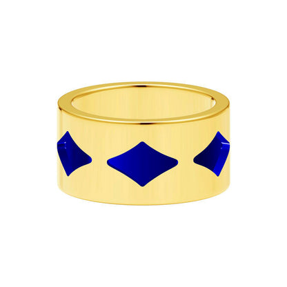 BQLT-RIN904428 10mm wide light gold rhombus ring 13#