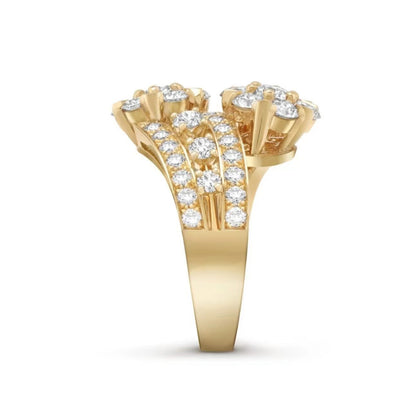 VCARO3RP00 six-circle one-flower double-headed diamond twisted arm ring